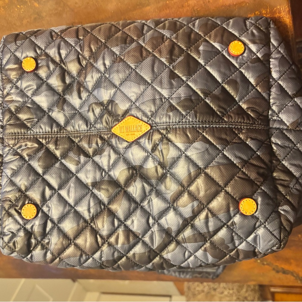 MZ Wallace x Lingua Franca Black/Blue Camo Quilted Tote Bag - Picture 4 of 5